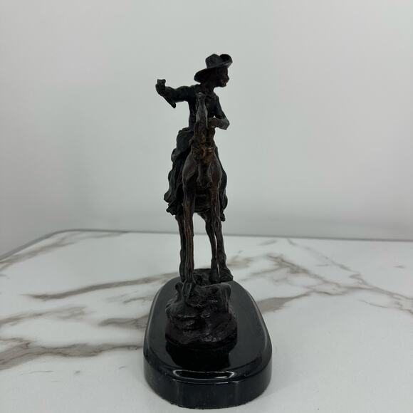 PEACE Cowboy Remington Horse Bronze Sculpture Figurine Statue Animal Figure Art - Picture 4 of 9
